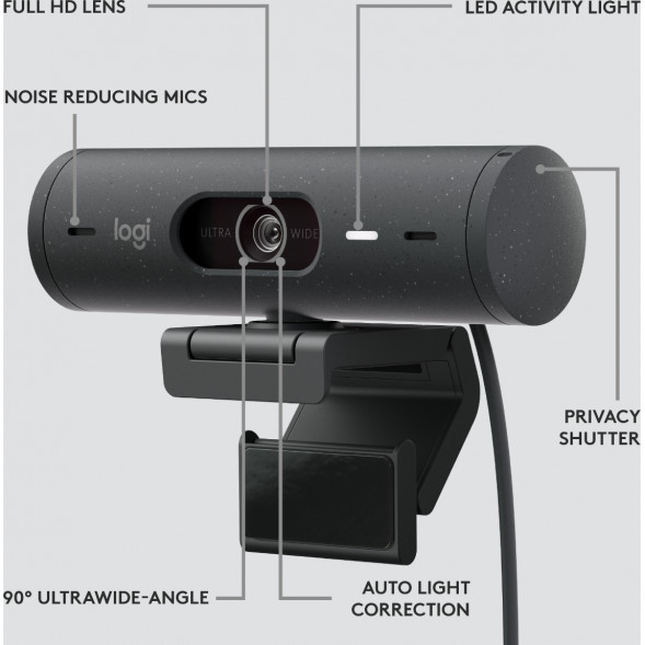Веб-камера Logitech Brio 500, чёрный в Саранске