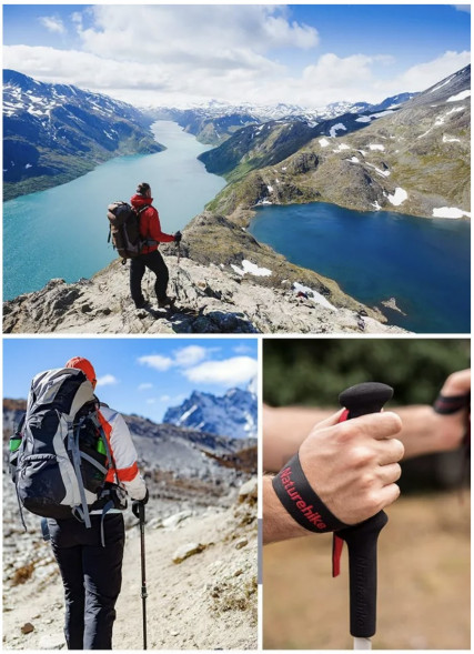 Треккинговая палка Naturehike 135 см, 1 шт., белый/красный в Саранске