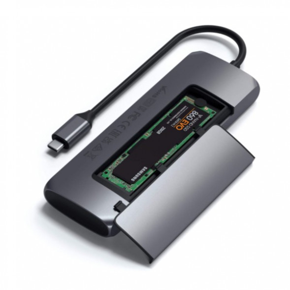 Док-станция Satechi USB-C Hybrid Multiport Adapter (with SSD Enclosure M.2 SATA, 2xUSB 3.1, USB Type-C, HDMI), Серый ST-UCHSEM в Саранске